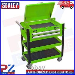 Sealey AP760MHV 2 Drawer Heavy Duty Tool Parts Trolley with Lockable Top Green