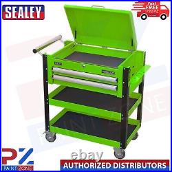 Sealey AP760MHV 2 Drawer Heavy Duty Tool Parts Trolley with Lockable Top Green