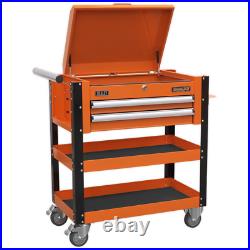 Sealey AP760MO Heavy-Duty Mobile Tool & Parts Trolley 2 Drawers Orange (B)