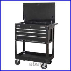 Sealey AP850MB Heavy Duty Mobile Tool & Parts Trolley Garage 4 Drawers Black (B)