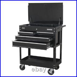 Sealey AP850MB Heavy Duty Mobile Tool & Parts Trolley Garage 4 Drawers Black (B)