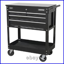 Sealey AP850MB Heavy Duty Mobile Tool & Parts Trolley Garage 4 Drawers Black (B)