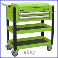 Sealey HD Mobile Tool & Parts Trolley 2 Drawer-Locking Top HV Green AP760MHV