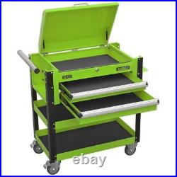 Sealey HD Mobile Tool & Parts Trolley 2 Drawer-Locking Top HV Green AP760MHV