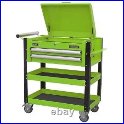 Sealey HD Mobile Tool & Parts Trolley 2 Drawer-Locking Top HV Green AP760MHV