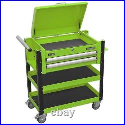 Sealey HD Mobile Tool & Parts Trolley 2 Drawer-Locking Top HV Green AP760MHV