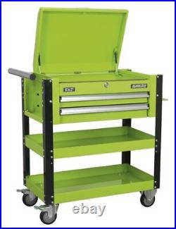 Sealey Heavy-Duty Mobile Tool & Parts Trolley 2 Drawers & Lockable Top Green A