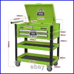 Sealey Heavy-Duty Mobile Tool & Parts Trolley 2 Drawers & Lockable Top Green A