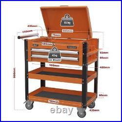 Sealey Heavy-Duty Mobile Tool & Parts Trolley 2 Drawers & Lockable Top Orange