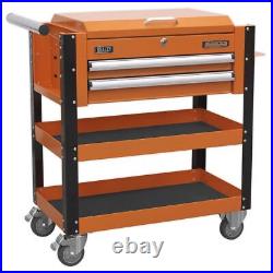 Sealey Heavy-Duty Mobile Tool & Parts Trolley 2 Drawers & Lockable Top Orange