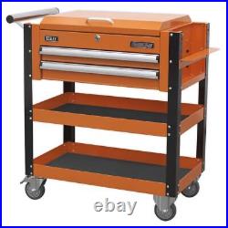 Sealey Heavy-Duty Mobile Tool & Parts Trolley 2 Drawers & Lockable Top Orange