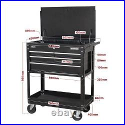 Sealey Heavy-Duty Mobile Tool & Parts Trolley with 4 Drawers & Lockable Top Bl