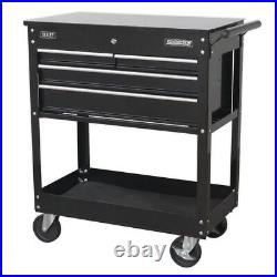 Sealey Heavy-Duty Mobile Tool & Parts Trolley with 4 Drawers & Lockable Top Bl