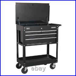 Sealey Heavy-Duty Mobile Tool & Parts Trolley with 4 Drawers & Lockable Top Bl