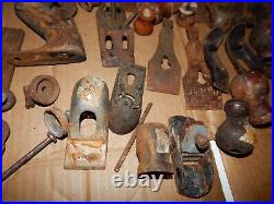 Vintage Wood Plane Handles & Parts Lot Of 45 Pieces Estate Find