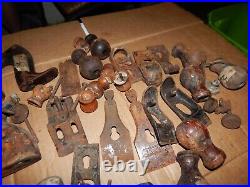 Vintage Wood Plane Handles & Parts Lot Of 45 Pieces Estate Find